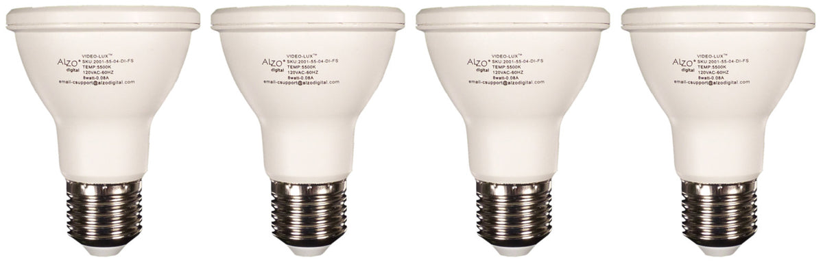 ALZO 6W (50W) 400 Lumen, Dimmable LED Bulbs, PAR20 Spot Light, Color Temp: 5500K Daylight, 120V - Pack of 4 (ALZO Series 2008-55)