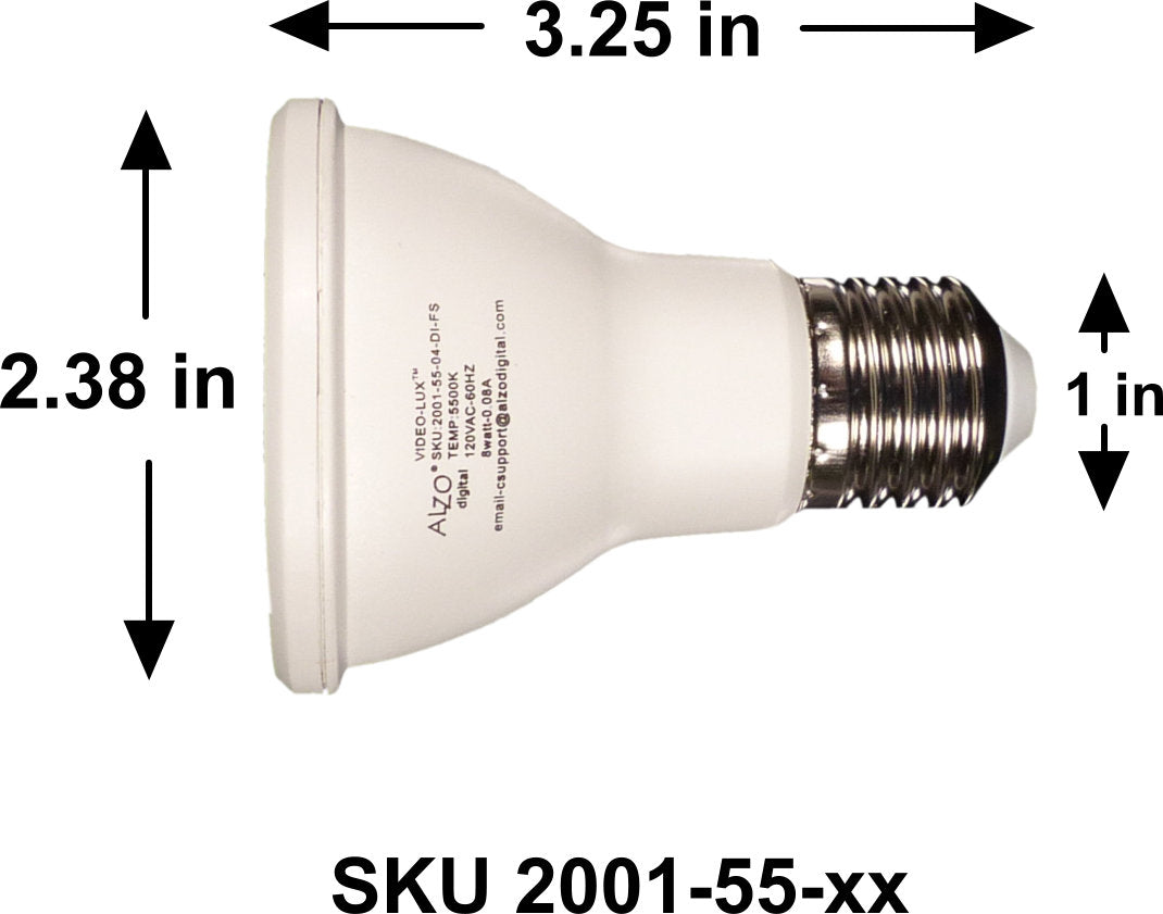 ALZO 6W (50W) 400 Lumen, Dimmable LED Bulbs, PAR20 Spot Light, Color Temp: 5500K Daylight, 120V - Pack of 4 (ALZO Series 2008-55)