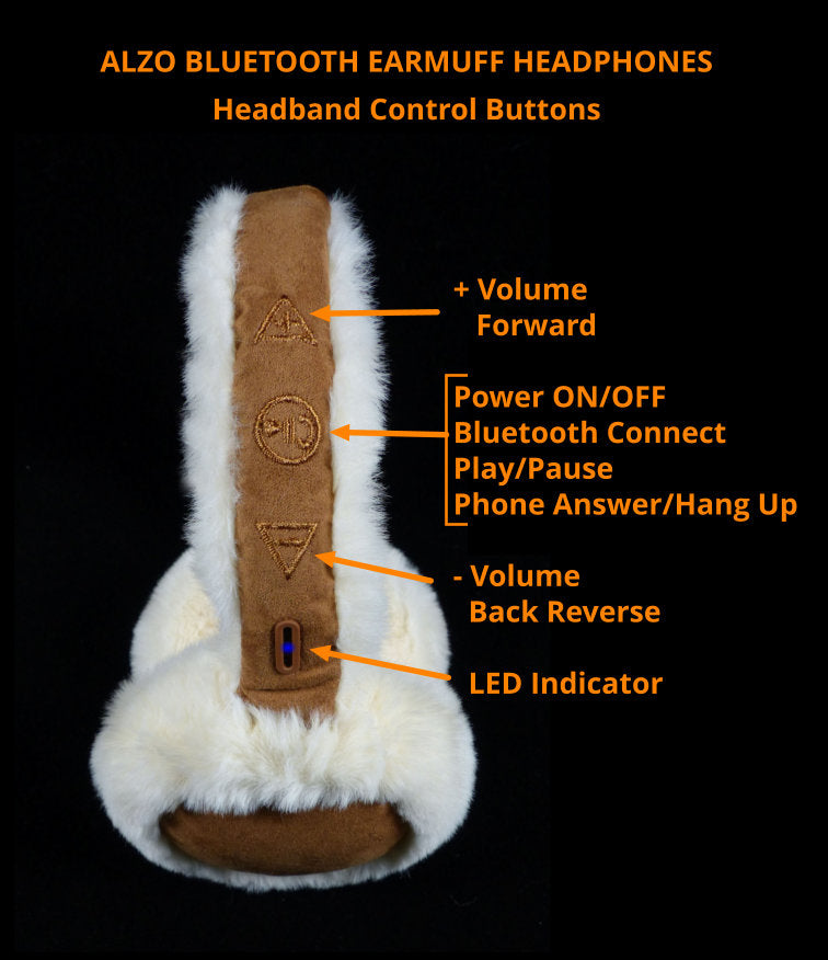 ALZO Bluetooth Earmuff Headphones HiFi Stereo with Microphone Fashion Accessory - Color Cream Caramel