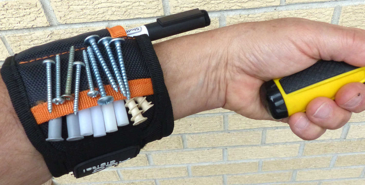 ALZO Magnetic Wristband tool belt helper holder - with magnetic note card - a great gift for Men and Women