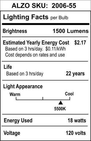 ALZO 18W (150W Equivalent) 1600 Lumen Dimmable LED PAR38 Flood Light Bulb, 5500K Daylight, CRI 93+  – Joyous Light® – 1-Pack (ALZO Series 2006)