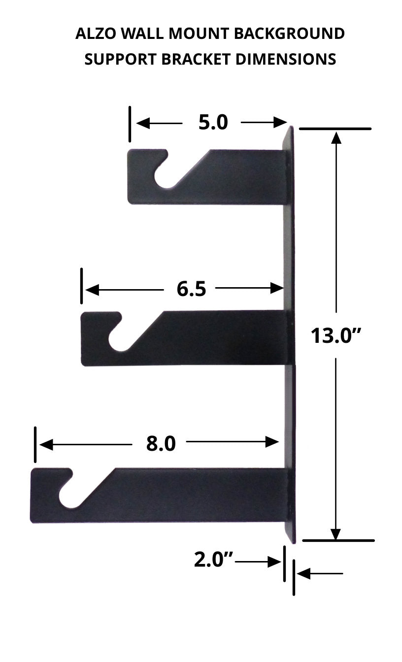 ALZO 6 Ft. Wide Wall Mount Background Support Kit w/ Poles to Prevent Paper Sag