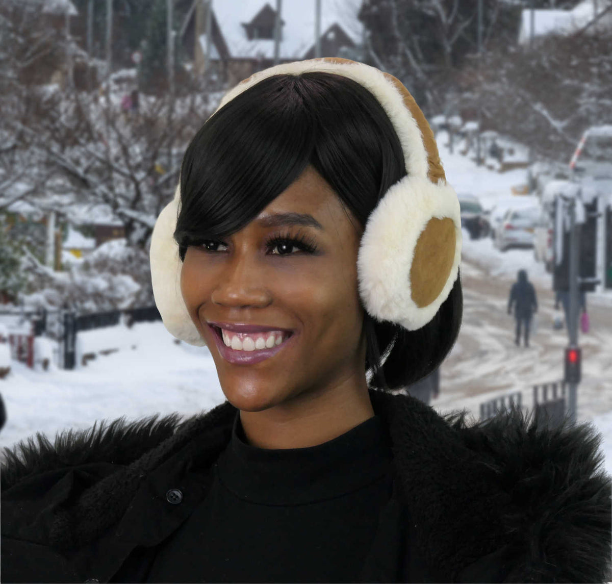 ALZO Bluetooth Earmuff Headphones HiFi Stereo with Microphone Fashion Accessory - Color Cream Caramel