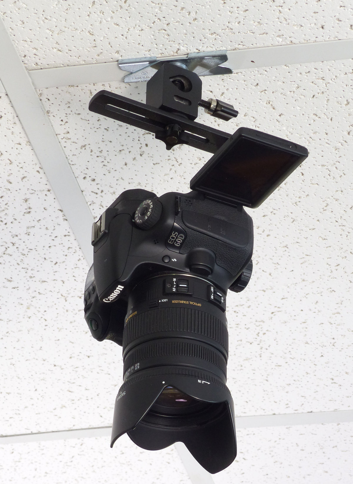 ALZO Suspended Drop Ceiling Face Down Camera Mount L-Bracket with camera