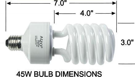 ALZO 45W CFL Photo Light Bulb 5500K dimension diagram