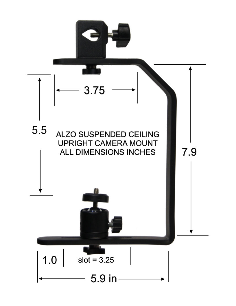 ALZO Upright Camera Sloped Ceiling Screw Mount dimensions