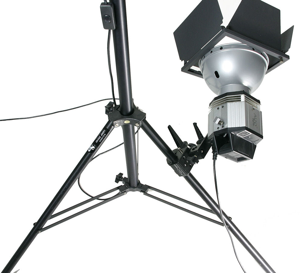 Super Clamp with 5/8 Light Mount Stud on tripod leg