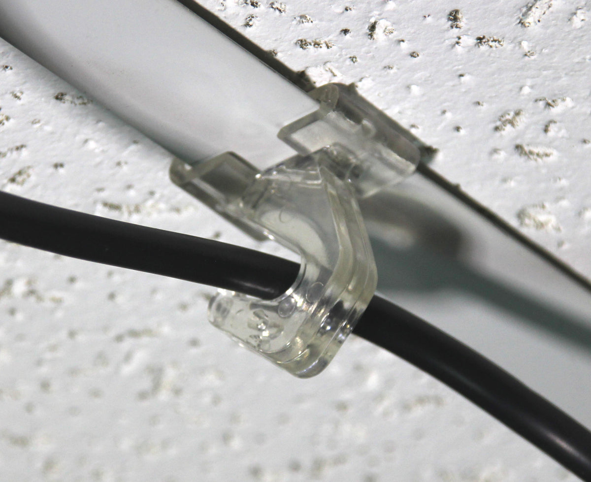 T-Bar Hooks for Suspended Drop Ceiling Cord Management with cable