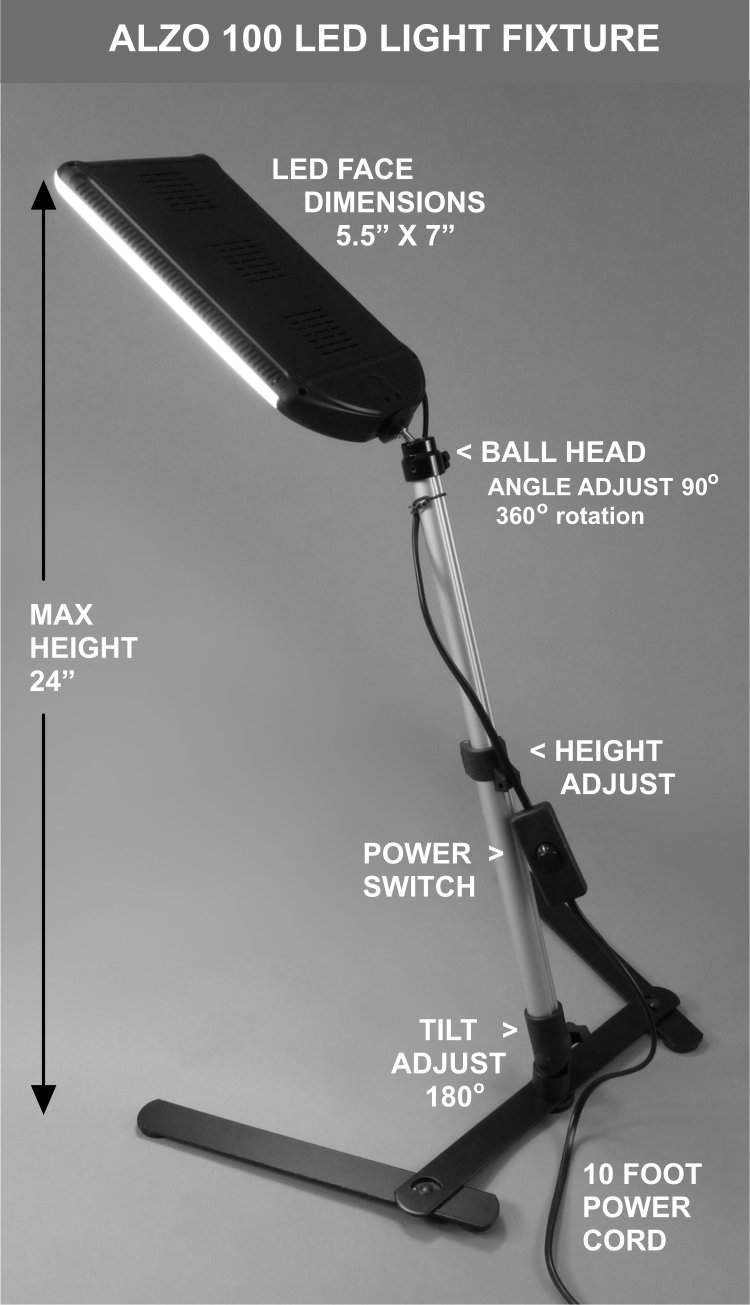 ALZO 100 LED Table Top Platform Light Kit diagram light