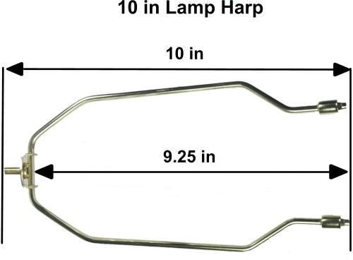 10 Inch Lamp Harp for up to 50W Energy Saving Compact Fluorescent CFL Light Bulbs dimension diagram