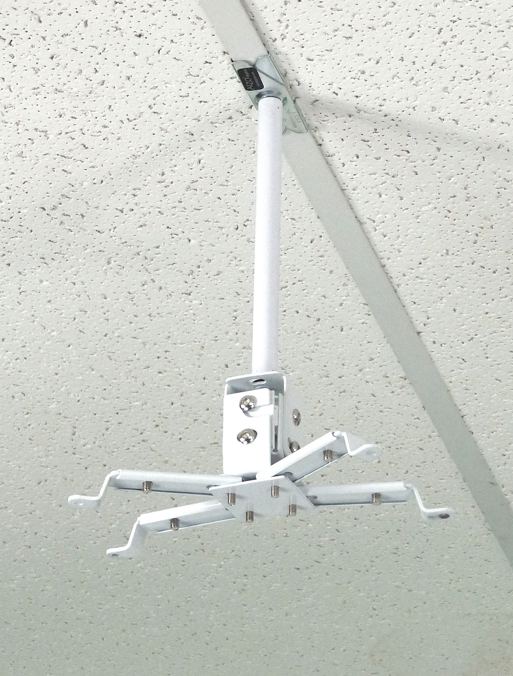 ALZO Short Suspended Drop Ceiling Video Projector Mount with Scissor Clamp for T-Bar Attachment