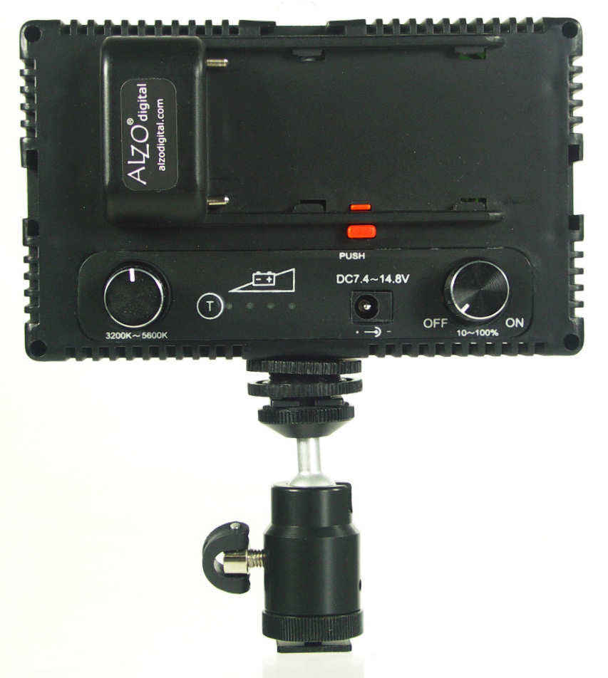 ALZO 792 Bi-Color Adjustable Very Bright LED On-Camera Video Light Power Kit back