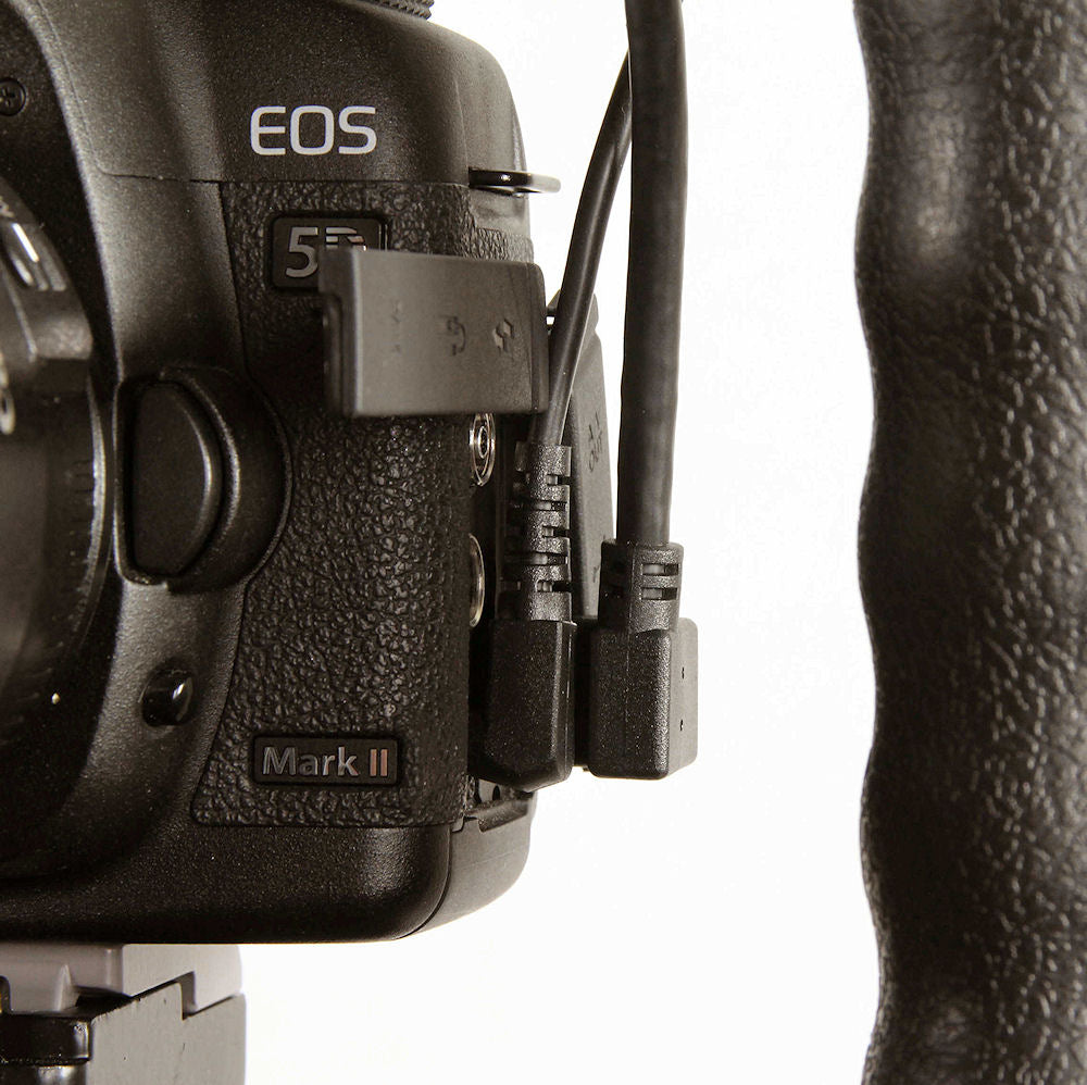 ALZO DSLR Audio and Video HDMI 2 Right Angle Short Cord Cables Kit White for Canon close-up