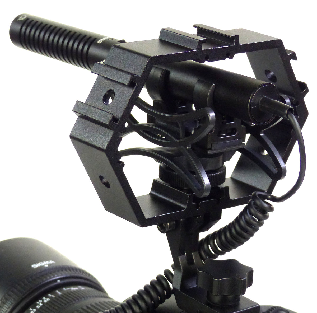 AZDEN SGM-990+i Mono Shotgun Mic with ALZO Multi-Mount back angle