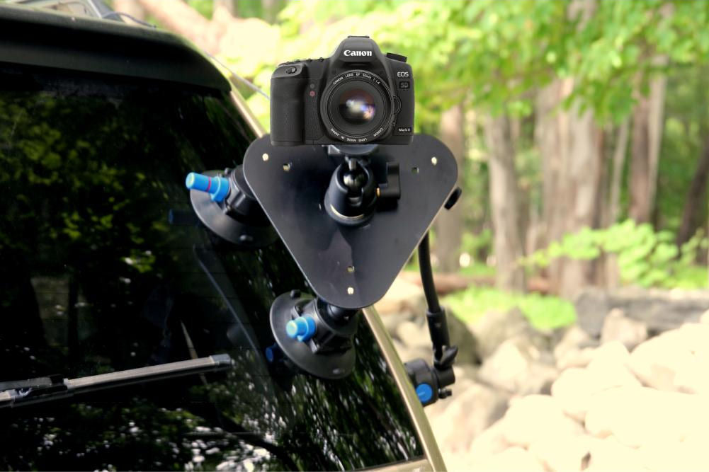 ALZO Support de caméra de voiture à trois points avec plaque triangulaire  et 3 supports à ventouse