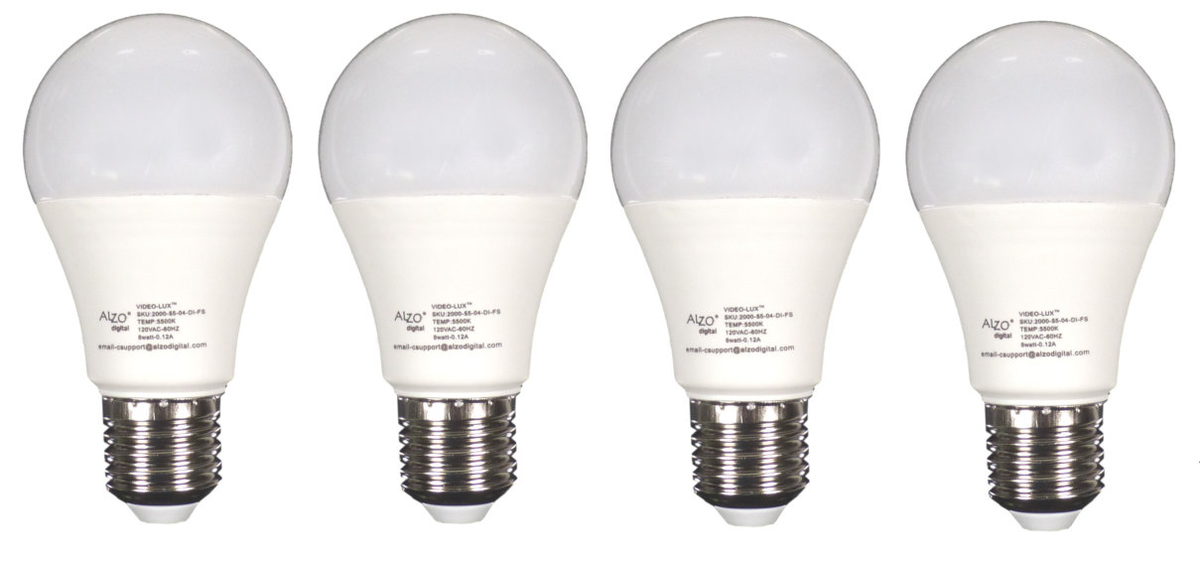 An image of 4 Alzo 2000-55 bulbs - bulbs are white