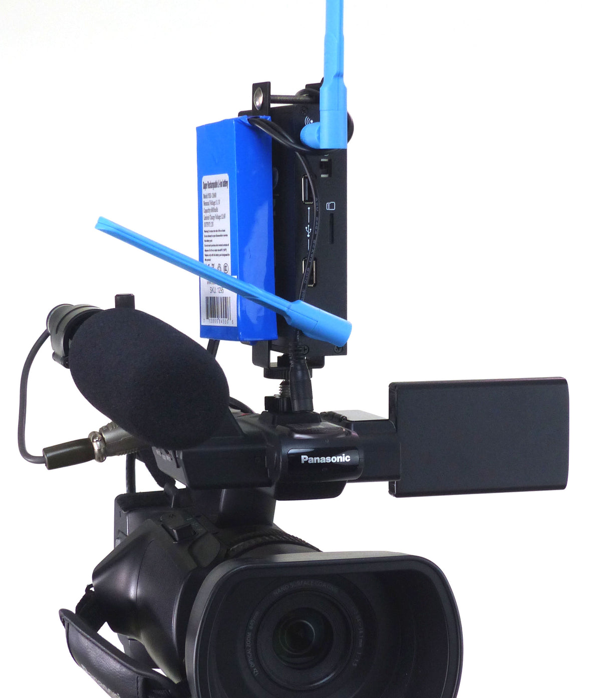 ALZO Newtek Connect Spark Mount with Li-ion Rechargeable Battery on camcorder