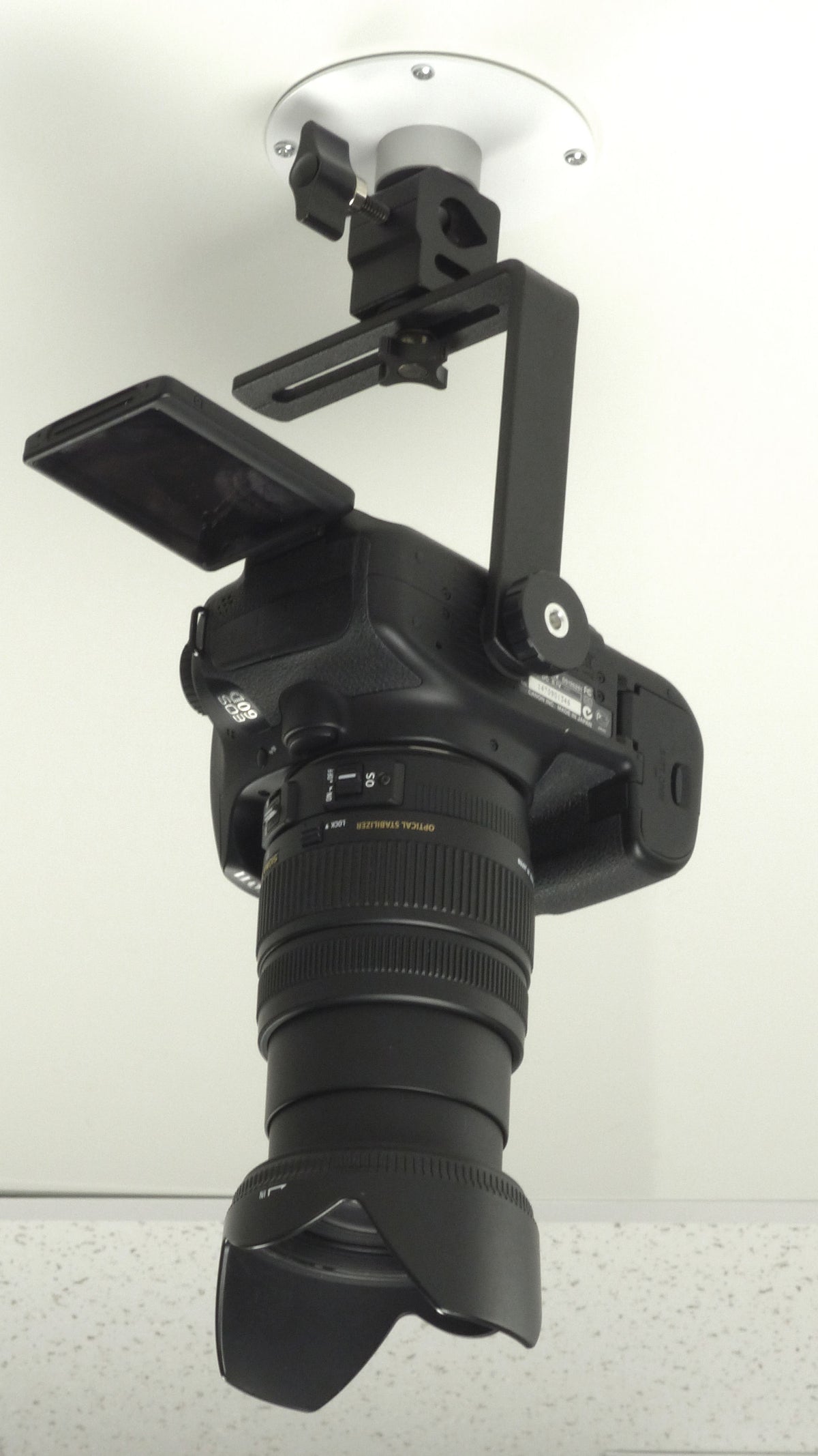 ALZO Face Down Camera Screw to Ceiling Mount L-Bracket with camera