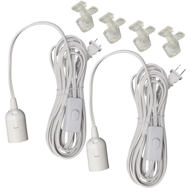 ALZO Suspended Drop Ceiling Overhead Lantern Light 24foot switched cord with socket - set of 2