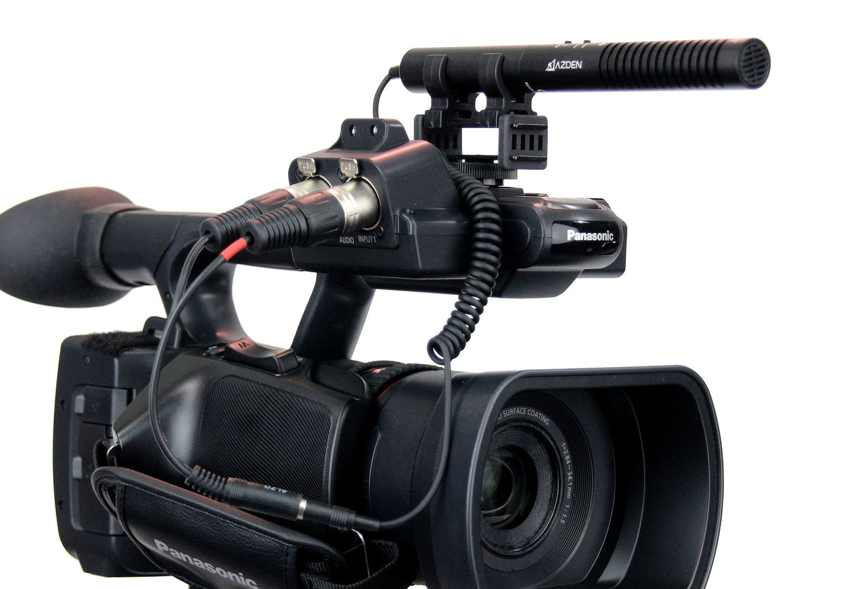ALZO Stereo XLR Adapter Cord with AZDEN SMX-10 Stereo Microphone for Camcorders on camera