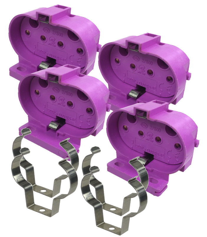 2G11 UV lamp holder kit X 4 - Extended life UV light bulb socket + clip for Germicidal &amp; Sanitizing light bulbs lamps