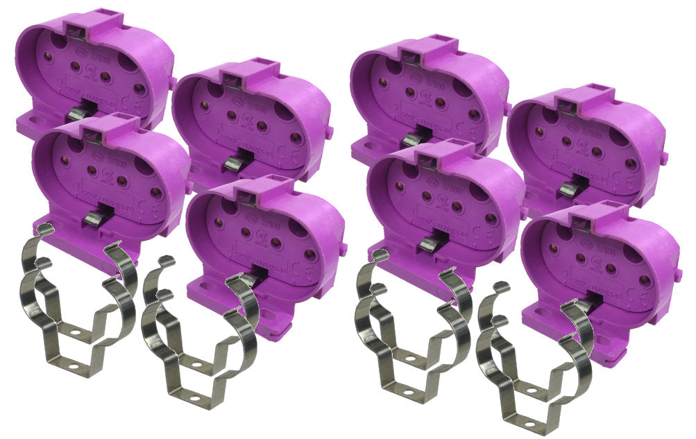 2G11 UV lamp holder kit X 250 - Extended life UV light bulb socket + clip for Germicidal &amp; Sanitizing light bulbs lamps