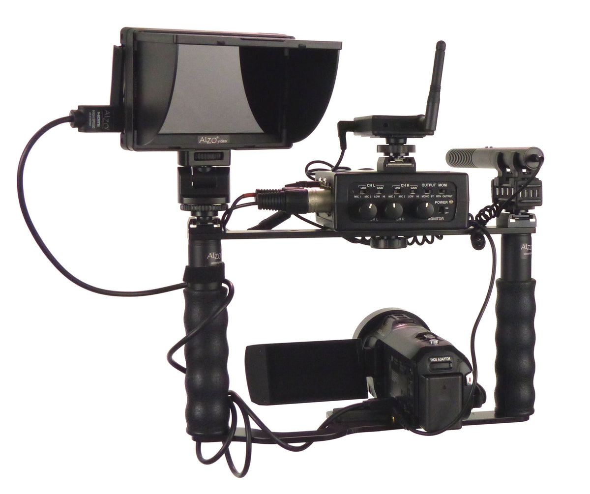 AZDEN 2 Channel Mic-Line DSLR Mixer on rig