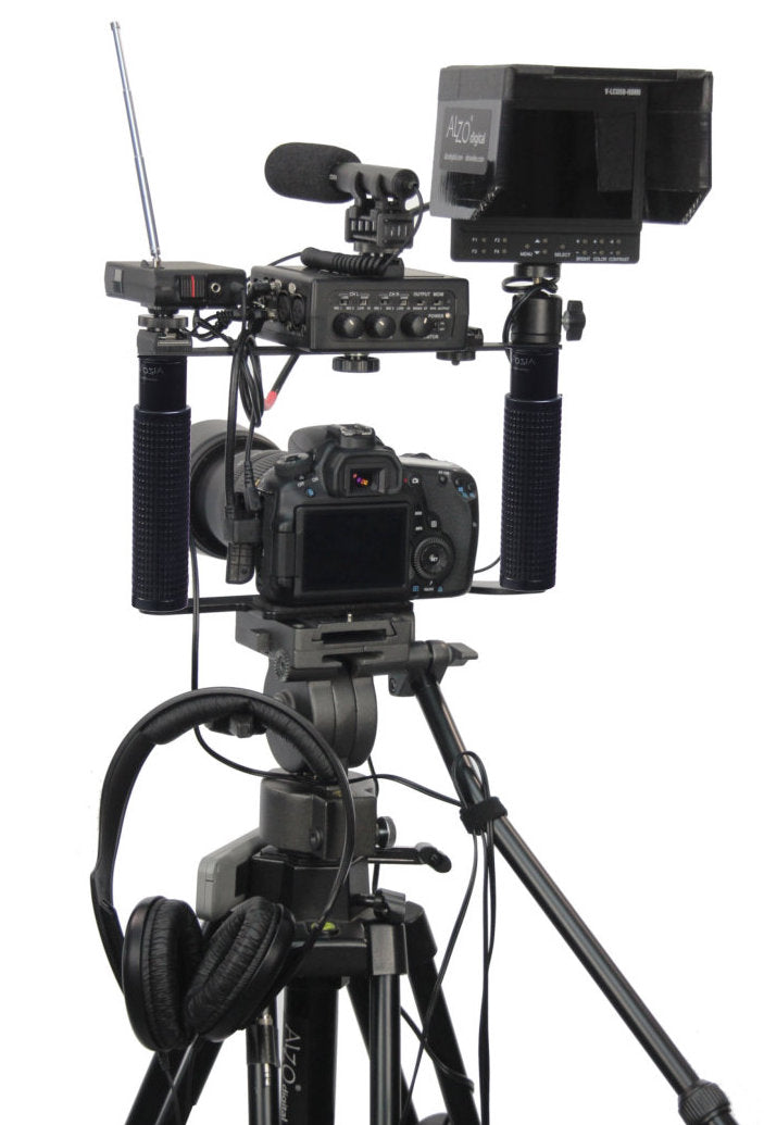 ALZO Transformer DSLR Rig, Camera Cage Bracket with Shoe Mounts and Hand Grips