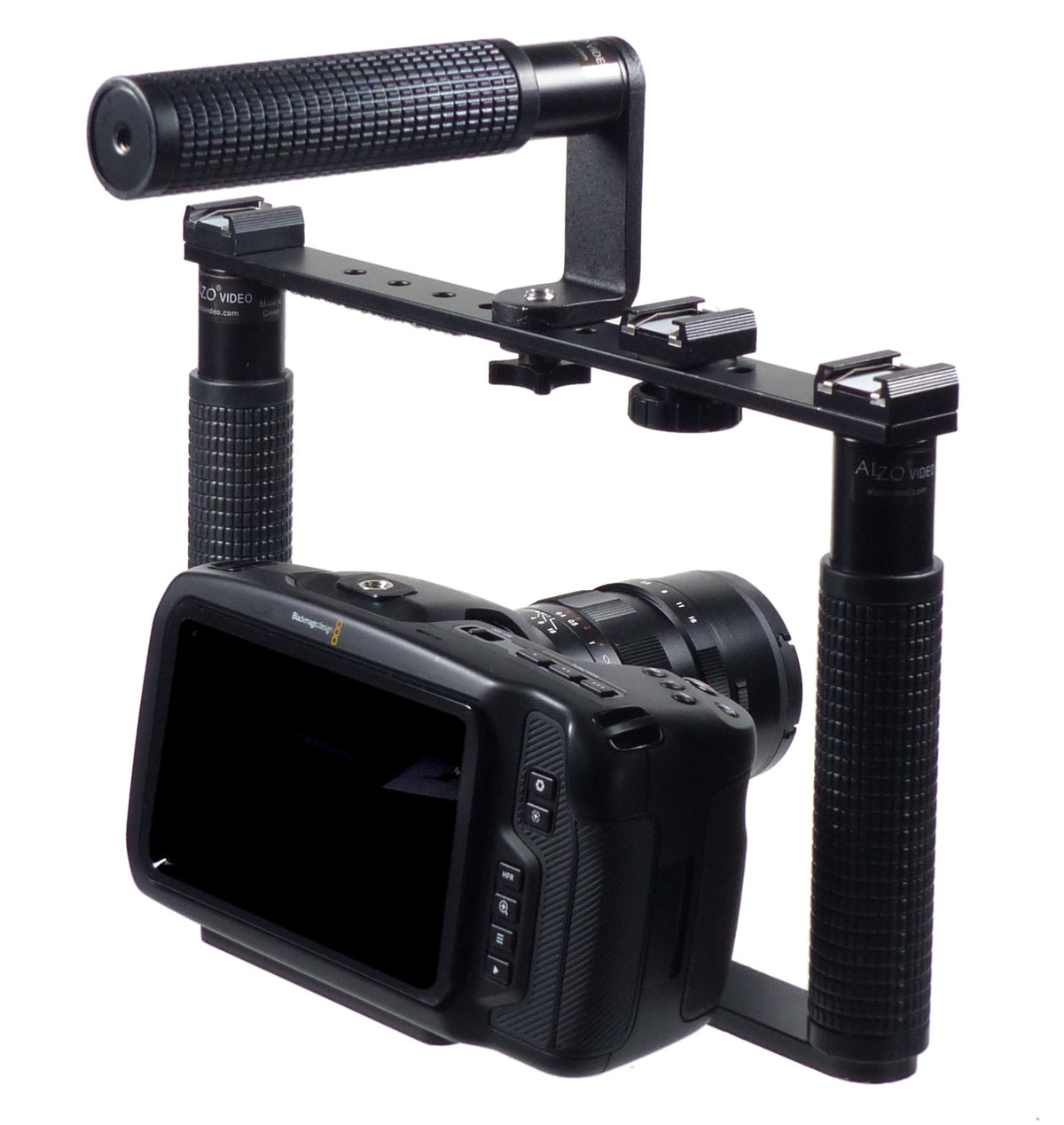 ALZO BMPCC 4K &amp; 6K Cinema Camera Transformer Rig Full Gear Kit, Cage Bracket with Shoe Mounts and Hand Grips - Factory Refurbished