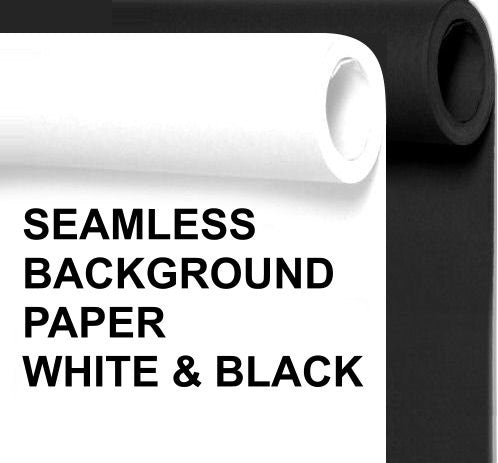 2 Rolls Seamless Photo Background Paper Black and White
