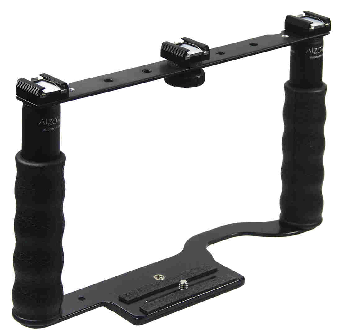 ALZO Transformer DSLR Rig, Camera Cage Bracket with Shoe Mounts and Hand Grips - Factory Refurbished